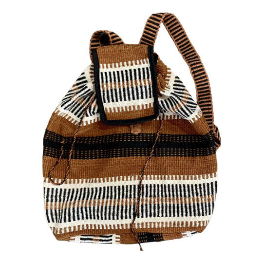 White and brown Boruca cotton backpack from Costa Rica